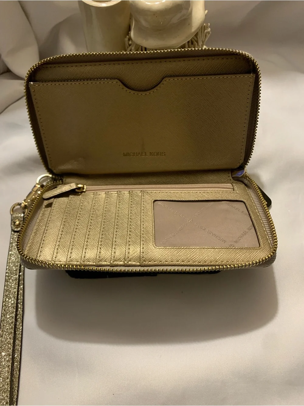 Michael Kors Glitter Gold Wristlet Clutch